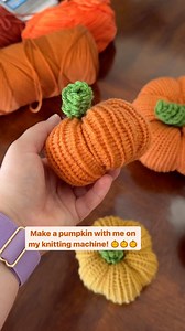 Making pumpkins on a knitting machine is so easy and fun! Find the tutorial on my blog and YouTube 🎃🎃🎃#knitting #knittingaddict #knittingmachine #pumpkins #knitpumpkin #knittingmachinequeens #knitmachine | Okie Girl Bling'n'Things