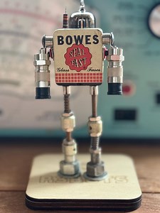 Vintage Glass Fuse Robot Sculpture | Handmade Industrial Robot Art | Upcycled Bowes Seal Fast Collectible - Etsy