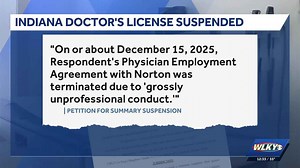Southern Indiana doctor's license suspended after alleged sexual misconduct