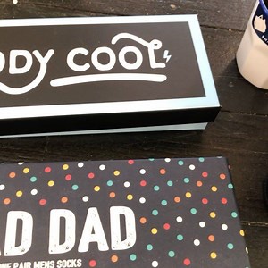 Rad dad and super cool dad socks soft and cosy !! $18.90 pair and stubbie holder $9.90 #menssocks #menbedsocks | Rhubarb for Gifts