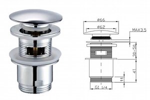 [Hot Item] Hotel with Overflow Click Clack Pop up Basin Sink Drain Waste for Bathroom Basin Drains Stopper