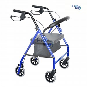 [Hot Item] Senior Rollator Walker Steel Four Wheel Lightweight Folding Walker for Elderly