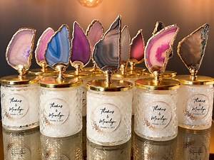 Personalized Baby Shower Candle Favor • Bulk Glass Candle Favor • Baby Shower Candle Favor • Thank You Favors • Natural Stone Agate Favors - Etsy