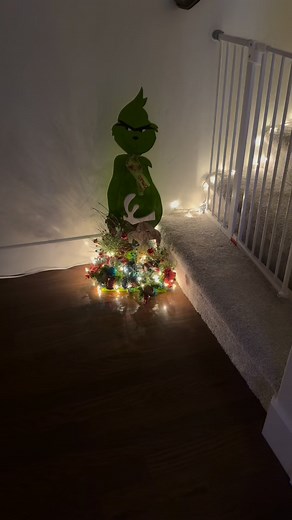 Getting a little Grinchy over here 🎄💚 Started setting up part of my Grinch collection on the staircase and it’s already giving all the festive mischief vibes! More to come… 😄#grinchmas | Brandie Thomson