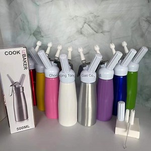 [Hot Item] Professional Whipped Cream Dispenser, Highly Durable Aluminum Whip Cream Dispenser with 3 Various Stainless Culinary Decorating Nozzles, 500ml
