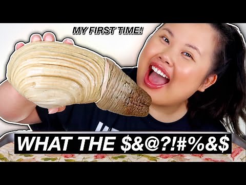 GIANT RAW GEODUCK EXOTIC FOOD MUKBANG 먹방 EATING SHOW!