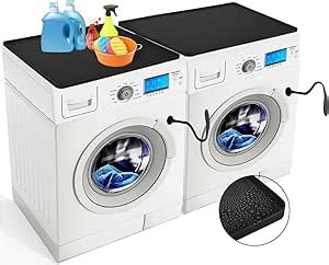 WEMA 2 PCS Washer and Dryer Covers for the Top, 27''x 27'' (Black) Silicone Dryer Mat Waterproof Washing Machine Cover & 2 PCS Front Load Washer Door Prop - Magnetic Washing Machine Door Holder