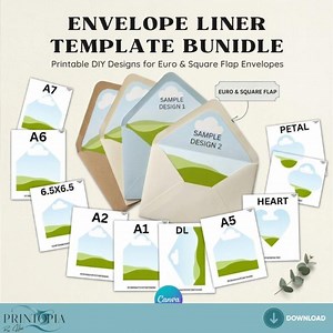 Editable Envelope Liner Canva Template Bundle / DIY Stationery Design Frame Euro Square Flap 117 - Etsy