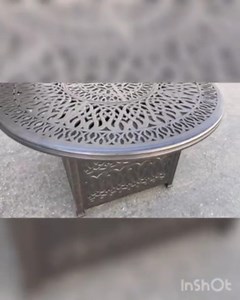 Watch Round patio fire pit table cast aluminum outdoor furniture. on Amazon Live