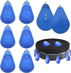 YFLY 8 Pack Pool Cover Weights with Hooks,Above Ground Pool Cover Weights,Swimming Pool Cover Hanging Bag Water Bags,Antifreezing Winter Pool Tarp Weights for Winter Pool Cover Hot Tub