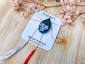 Floral Leaf Martisor Brooch – Handmade Polymer Clay Lilac Pin, 3x2 Cm - Etsy