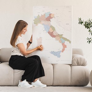 Map of Italy With Pins to Mark Places Visited, Detailed Push Pin Travel Tracker Canvas, Large Pinnable Italy With Regions and Provinces - Etsy