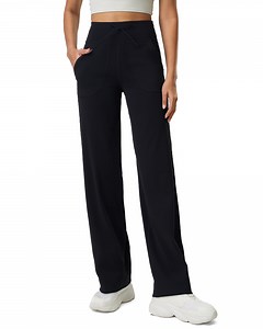 FITOP Yoga Pants Women Wide Leg Pants with Pockets High Waist Stretch Casual Soft Straight Leg Bottoms