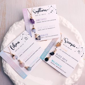 Handmade Libra Scorpio Raw Crystal Necklace,natural Gemstone Birthday Gift,energy Crystal Necklace,custom Zodiac Jewelry,astrology Gifts - Etsy