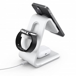 Magnetic Wireless Charger 5 in 1 Mag-Safe Charger Qi-Certified 15W Fast Wireless Charging Station for Phone 13/12 with Alarm Clock LED Light