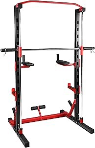 SUNNYSPIRIT Compact Smith Machine Home Gym, Best 5 in 1 Machine Excercise from Shoulder to Leg, Multi-Function Power Cage Squat Rack with Weight Storage, All in One Home Gym with Barbell Bar