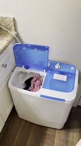 Greenvelly Portable Washing Machine, 28 Lbs Capacity Twin Tub Washing Machine, 18lbs Washer and 10lbs Spinner Combo, Compact Laundry Washer for Apartment,Camping, RVs and Dorms, Blue+White