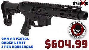 Foxtrot Mike Products 5" Glock Style Ultra Light 9mm AR Pistol w/ SBA3 Brace $604.99
