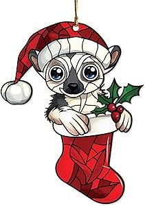 Lemur Ornaments for Christmas Tree, Lemur Christmas Ornaments - Lemur Decor - Gifts for Lemur Lovers, Lemur Gifts for Women Men - Acrylic Ornament
