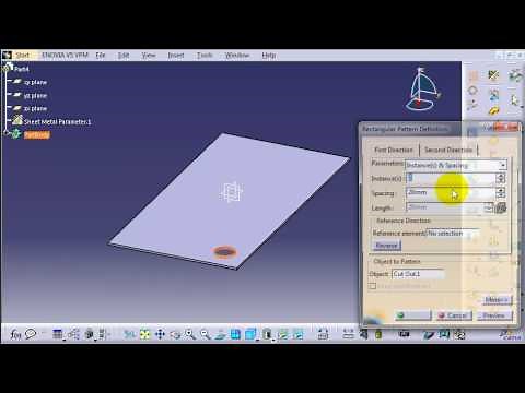 CATIA Tutorial : Generative Sheet Metal - Rectangular Pattern