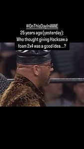 This is so, so embarrassing. Hacksaw Jim Duggan storms the ring with a foam - not a wooden - 2x4 Blame Standards and Practises or WCW incompetence. Look how the 2x4 gets so easily bent and twisted as he attacks the Revolution. Then, to add insult to injury, he gets a US flag stuck up his ass. And this wasn't the only massive prop clanger on this Nitro... #onthisdayinwwe | On This Day in WWE