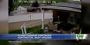 Home security video shows flood water rising in Huntington