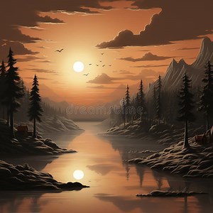 A Beautiful Wallpaper of Nature Environment Stock Illustration - Illustration of sunrise, color: 299306340