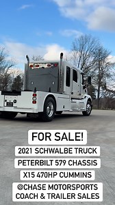 79K views · 728 reactions | Big Block Schwalbe Truck For Sale! 2021 Model, Peterbilt 579 Chassis, 470HP X15 Cummins, 12SPD Eaton UltraShift Auto Trans, Seats 7, Rear Bench Seat that folds into a bed! 65K Miles & Needs Nothing! $259,900.00 - Contact Dylan for more info! (270) 556-8461 - Chase Motorsports Coach & Trailer Sales - Paducah, Kentucky - Trades Accepted & Financing Available | Chase Motorsports Coach & Trailer Sales | Facebook