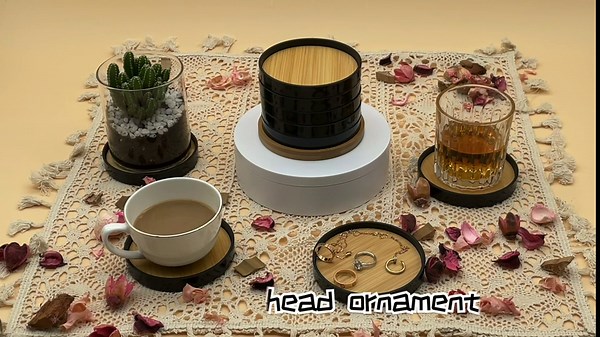 Wooden Coasters for Drinks, Black Coasters with Holder, Stackable Cup Coaster, Modern Coasters, Set of 5