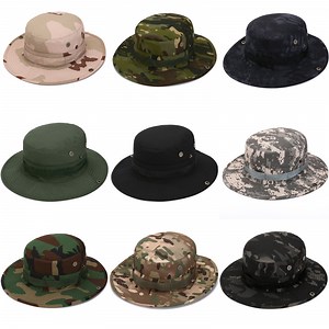 [Hot Item] Camouflage Wide Brim Bucket Hat Outdoor Hunting Training Jungle Boonie Fisherman Hat