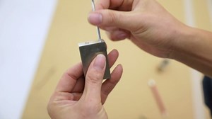 Frameless Sliding Shower Door, Adjustable 44"-48" W x 76" H with 8mm (5/16") Tempered Clear Glass & Explosion-Proof Film, Brushed Nickel Stainless Steel Square Rail, Handle on Sliding Panel