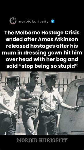 Mrs Atkinson was sent for and arrived in her dressing gown in the early hours of the morning. She reportedly hit him over the head with her handbag and ordered him to give himself up. | Morbid Curiosity
