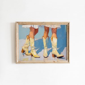 Pastel Yellow Cowgirl Boot Print | Coastal Dorm Room Wall Art | Girly Light Blue Apartment Decor | Western Printable Digital Download - Etsy