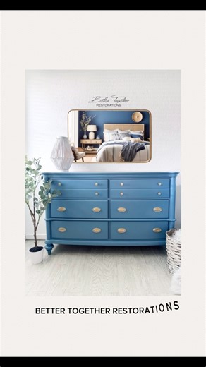 This silver dresser needed our help! With the inspiration from my Bronco and its beautiful color, area 51, it’s now sporting a contemporary vibe and a beautiful pop-up color! #upcycledfurniture #dressermakeover #fypシviralシ2024 #paintedfurniture #Broncos #area51 | Better Together Restorations