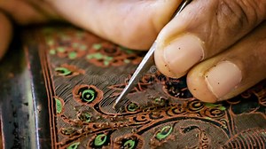 Etching with Needle Close Up Stage in Traditional Burmese Lacquerware Handmade. Yun-de is Lacquerwar Stock Footage - Video of crafts, macro: 43237256