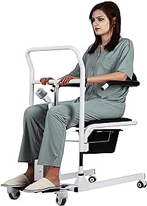 Electric Patient Lift for Home, Elderly Split Transfer Chair with Patient Lift Electric Aid, Bathroom Wheelchair Shower Chairs for Disabled Elderly with 180° Split Seat
