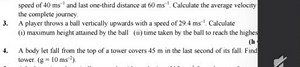 A player throws a ball vertically upwards with a speed of 29.4 ... | Filo