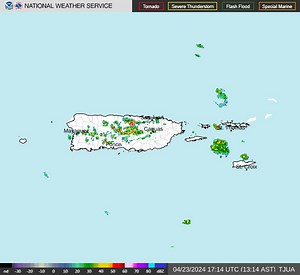 13K views · 20 reactions | [Apr 23rd | 1:22 PM AST] Current Radar Loop. Showers and thunderstorms continue to develop mainly over interior to N and S/W PR. | Bucle de radar actual. Lluvias y tronadas continúan desarrollándose principalmente sobre el interior hacia el N y al S/O de PR. #PRwx #USVIwx | US National Weather Service San Juan Puerto Rico | Facebook