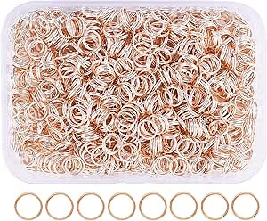 Mandala Crafts 7mm Rose Gold Double Jump Rings for Jewelry Making - 800 Pcs Small Split Key Rings Set for Crafts, DIY Keychains, and Accessories