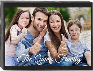 Infusion Personalized Family Photo Wood Box Sign (8'' x 6'', Black)