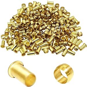 Beduan Brass Compression Fitting, 8mm OD 6.9mm ID Compression Sleeve Ferrules and Insert Tube Support Crimp Ferrule Stiffener Combo 20 Pcs