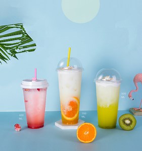 [Hot Item] 90 Caliber Disposable Plastic Cup Transparent Tea Cups Cold Drink Juice Coffee Milk Takeaway Packaging Cups with Lid