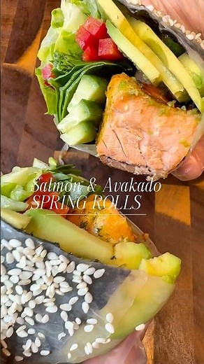 Salmon & Avocado Spring Rolls:Fresh and Tasty Delight! #healthyeating #springroll #salmon #avacado