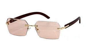 [Hot Item] Retro Style Rimless Medium Size Rectangular Metal Sunglasses for Adults