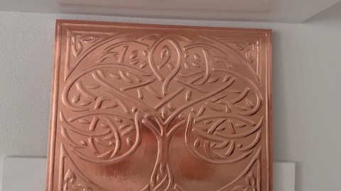 Handmade Copper Kitchen Backsplash, Celtic Tree of Life, Rustic Wall Decor, Tile Art