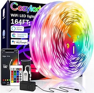 Cozylady 164FT WiFi LED Strip Light, LED Light Strip Compatible with Alexa, Google Home, LED Lights for Bedroom, Kitchen