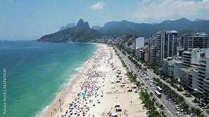 Ipanema Beach At Downtown Rio De Janeiro Rio De Janeiro Brazil. Seascape Downtown Rio De Janeiro Brazil. Holiday Landscape Beach Sand Beauty. Holiday Seaside Beach Sand Watercolor Coast.