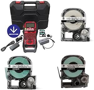 LABELWORKS Custom Car Guy Labeling Bundle - LW-PX900PCD Industrial Label Maker Kit, 211STBWPX Tape Cartridge - Black on White Shrink Tube Industrial Label Maker Tape, 218VTBWPX Tape Cartridge - Black