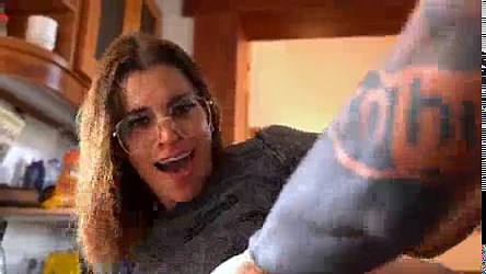 The delivery man arrives to deliver an order and I grab him really hard in front of my friends.