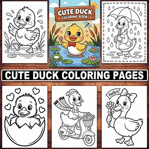 Cute Duck Coloring Pages | 20 Adorable Pond & Farm Bird Designs for Kids and Adults | Printable Duck Coloring Book PDF - Etsy